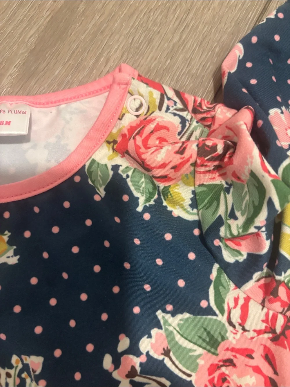 Floral Navy & Pink Ruffle One-Piece for Kids